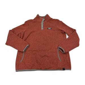 L.L. Bean Women's Pullover Fleece 1/4 Snap Sz L Rust Red Sweater